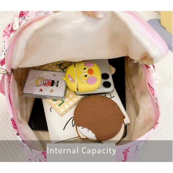 Hello Kitty Plush Backpack – Soft Cartoon School Knapsack 3D Hello Kitty Head - Picture 3 of 3